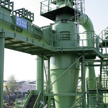 High-performance cyclone behind a shredder system 