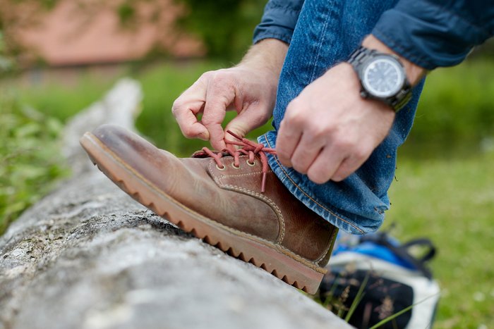 Close-up of a hiking boot