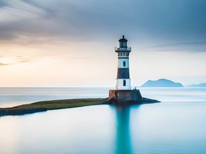 [Translate to Englisch:] Leuchttum in ruhiger See vor Horizont