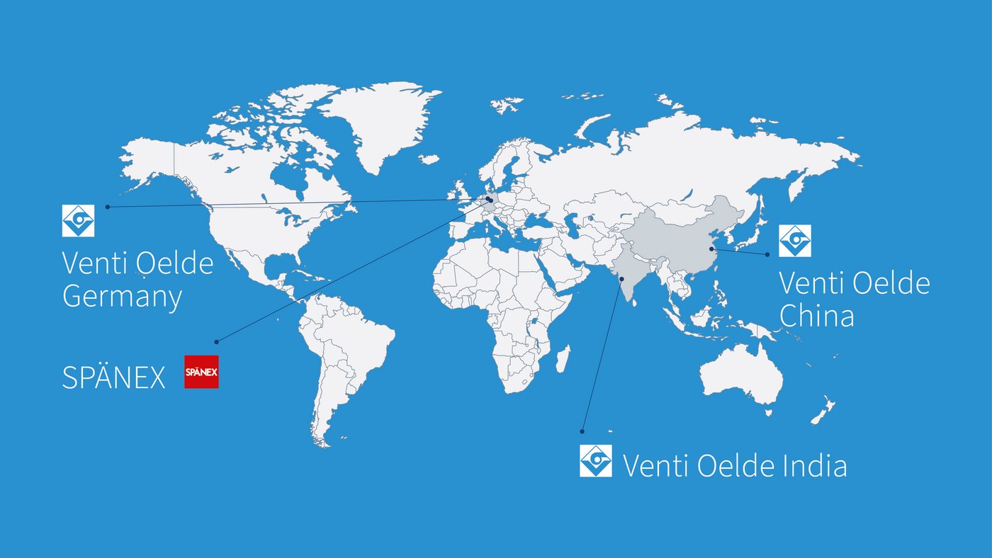 [Translate to Englisch:] Karte mit allen Standorten der Venti Oelde Group.