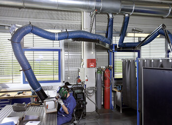 Fume extraction system for a welding bay