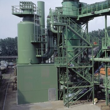 Shredder dust collection plant with wet scrubber