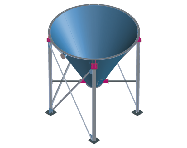 Hopper with airlock and base frame