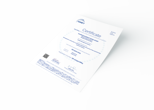 Certificate IQNet DIN EN ISO 9001 : 2015 – Quality Management System