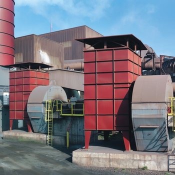 Fans for rotary cooler downstream of sintering plant 