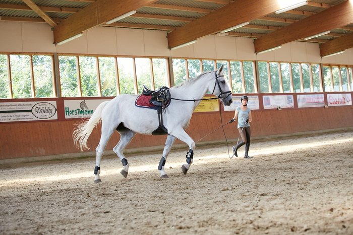 Aline Pätzke during horse training